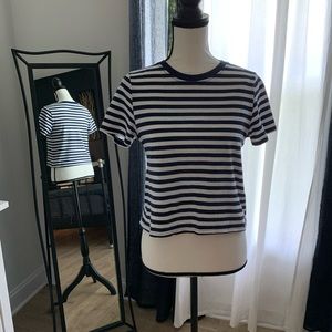 Topshop Cropped tee, navy/white stripes, 6